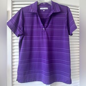 Pebble Beach Ladies Striped Purple & White Golf Polo Size Large